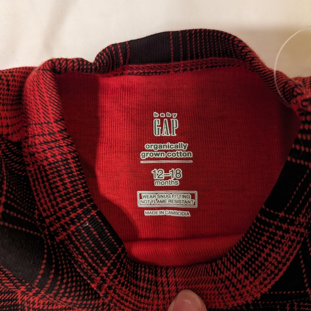 Baby Gap Red Plaid Cotton Pajama Set - 12-18 mos NWT - Picture 3 of 7